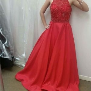 Beautiful Sherri Hill Red Evening Gown-Full Length